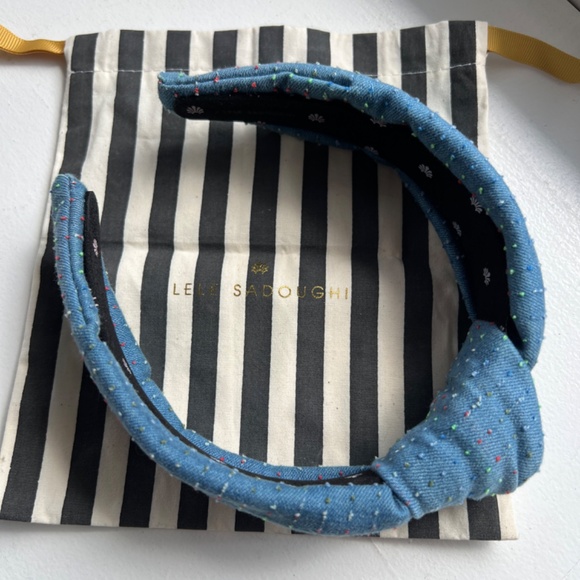 Lele Sadoughi Top Knot Headband - Jean w. Neon dots - like new! (with dust bag!) - Picture 4 of 4